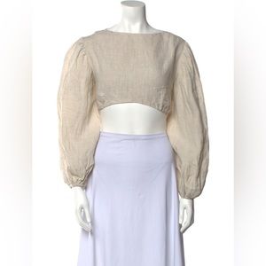 DISSH Linen Long Sleeve Crop Top XS NWT